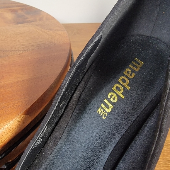 Madden NYC Statue Black High Heels Size Platform Size 10 Faux Suede - Picture 14 of 17